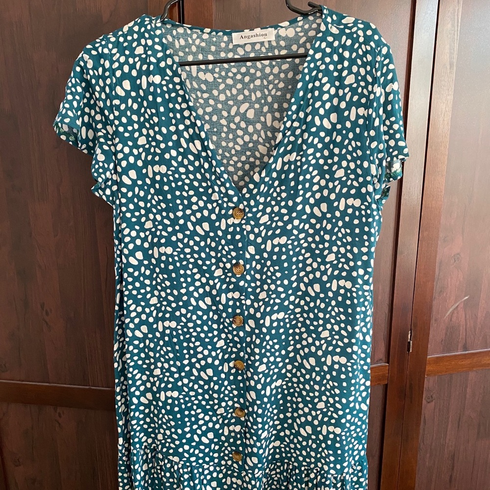 green animal print dress
